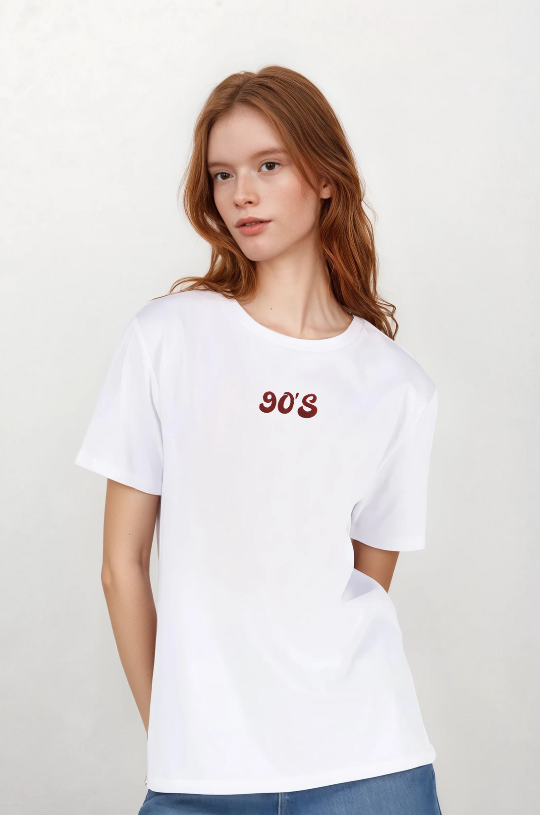 90'S Nakışlı Slim Fit Kadın Tshirt