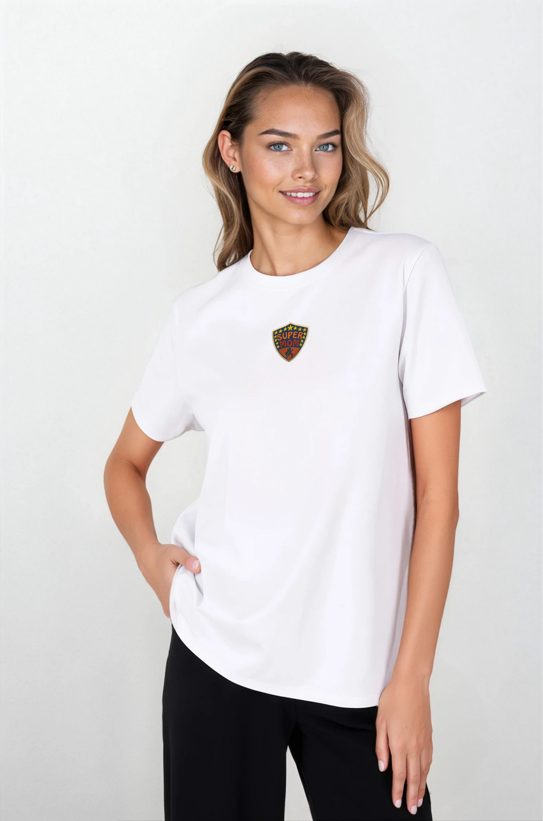 Super Mom Nakışlı Slim Fit Kadın Tshirt