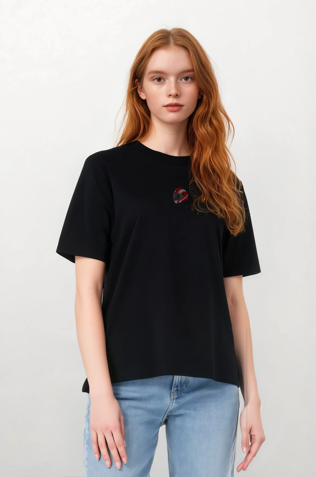 Rider Helmet Nakışlı Slim Fit Kadın Tshirt