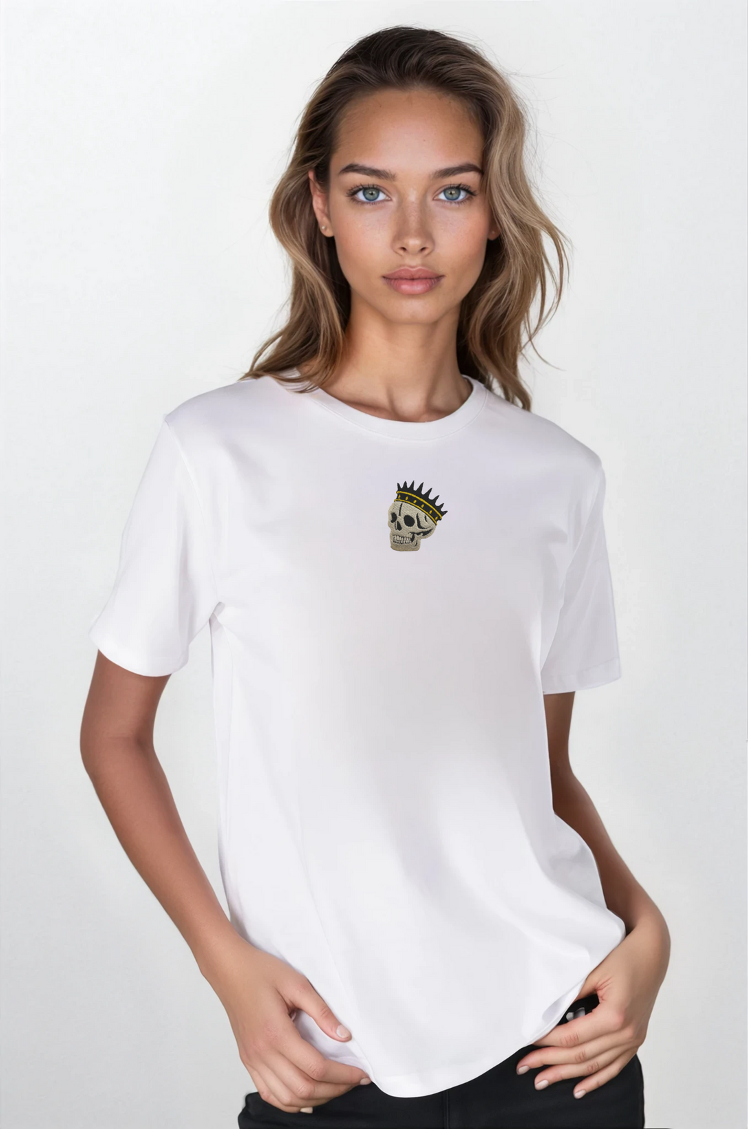 Crown Skull Nakışlı Slim Fit Kadın Tshirt
