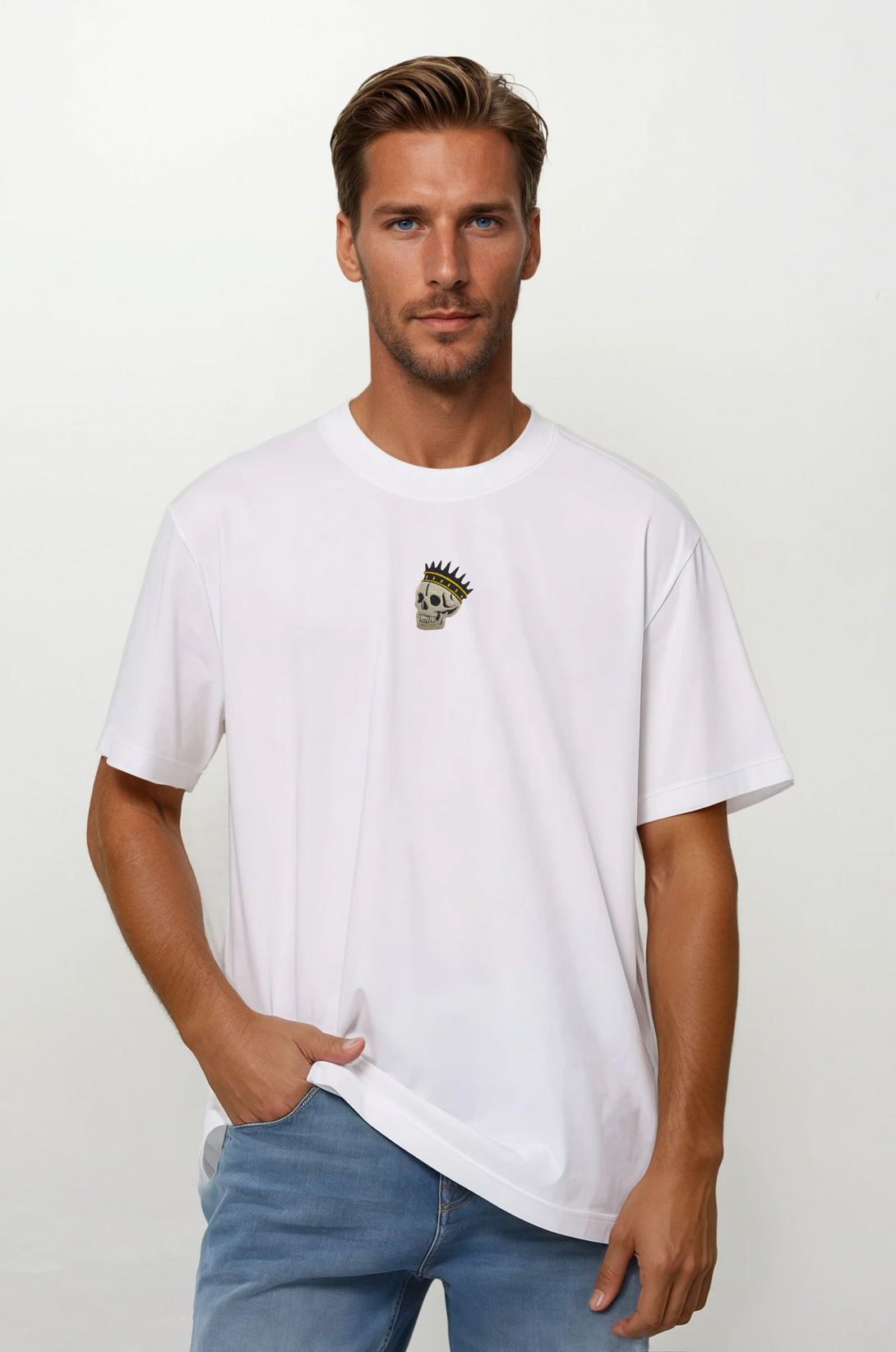 Crown Skull Nakışlı Regular Fit Erkek Tshirt